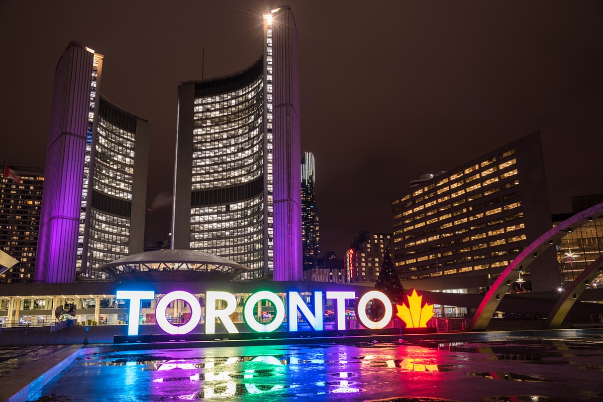 Philips Square in Toronto at night