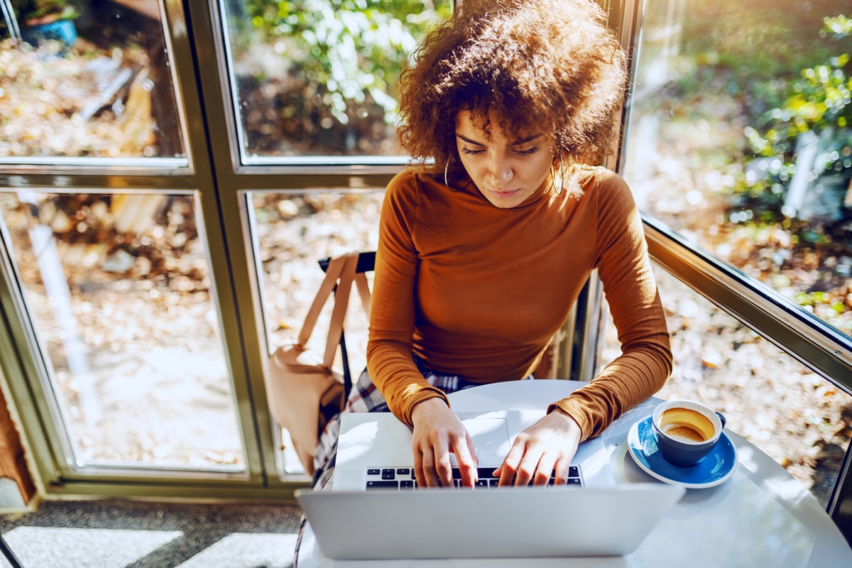 Woman learning online
