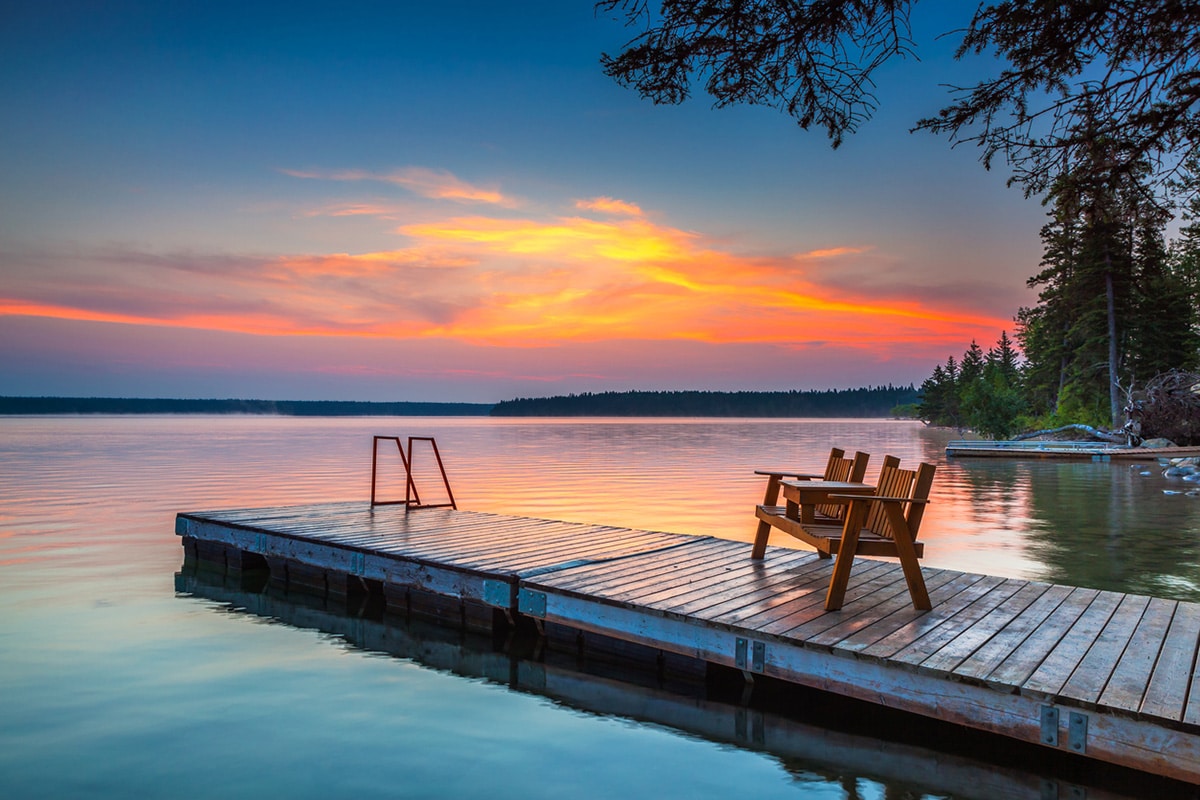 Sunset over Clearwater Lake in Manitoba