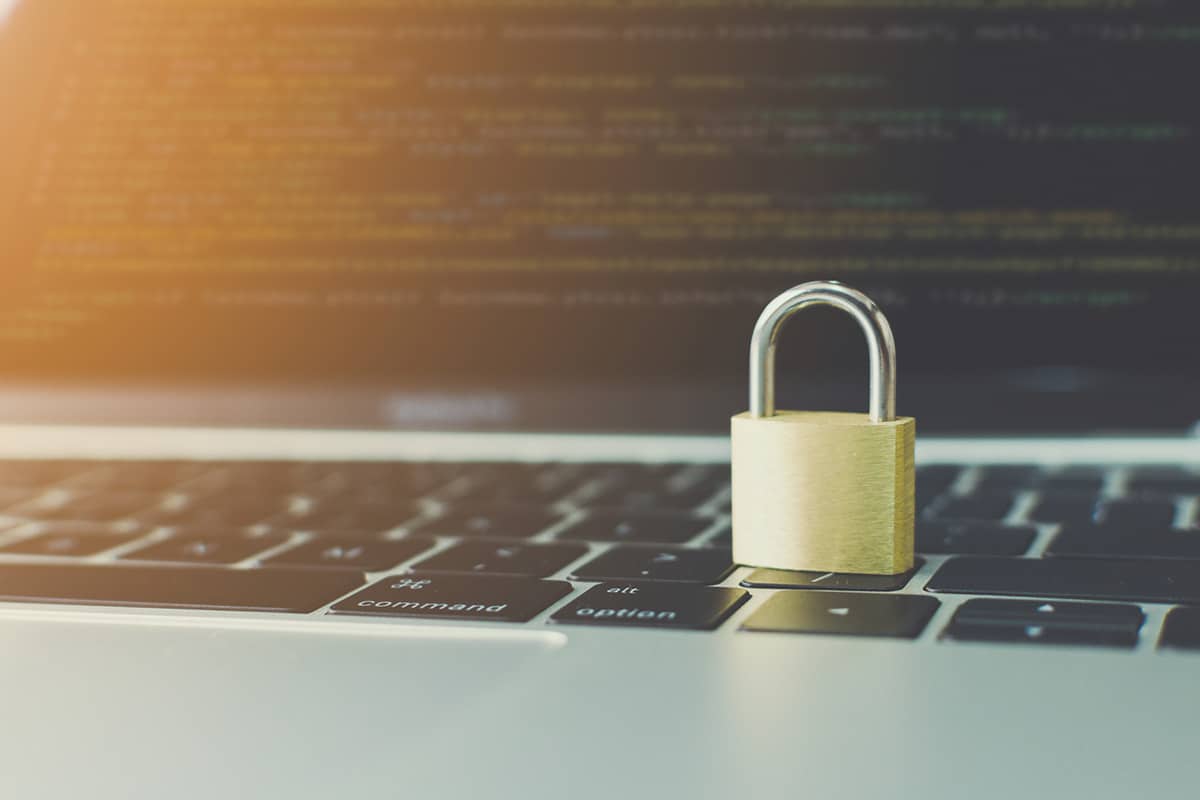 Closed lock on laptop keyboard