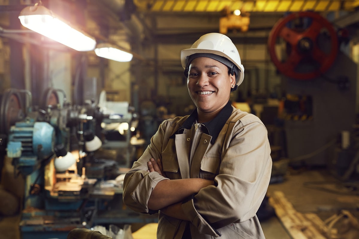 Trades person facing camera smiling