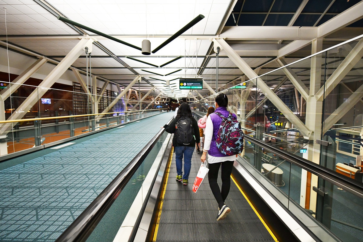 Travellers at Vancouver airport