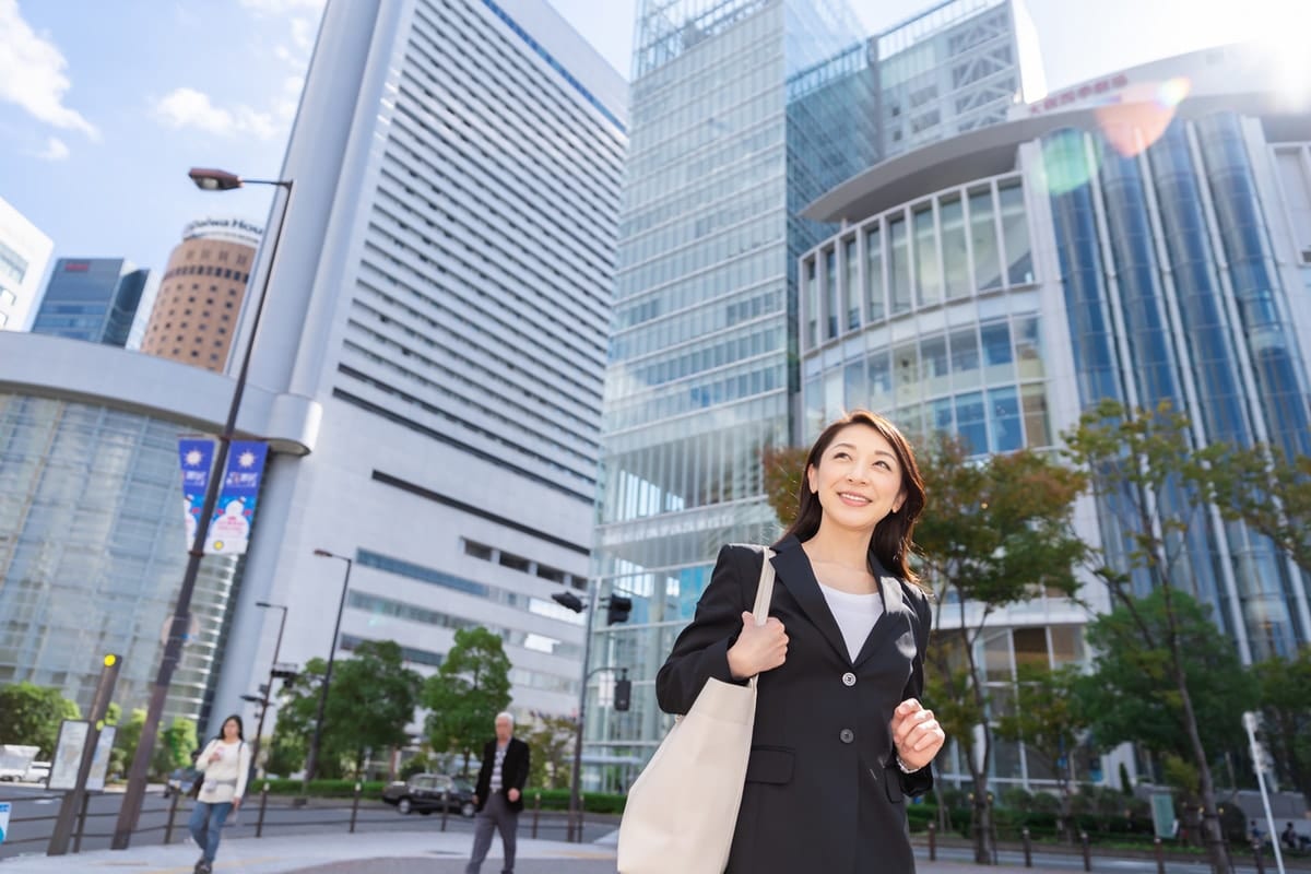 Businesswoman working downtown