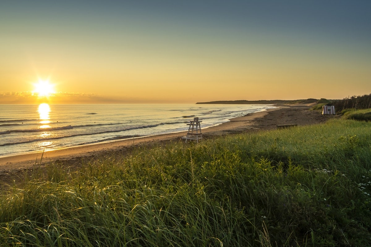 Beach at sunset in PEI
