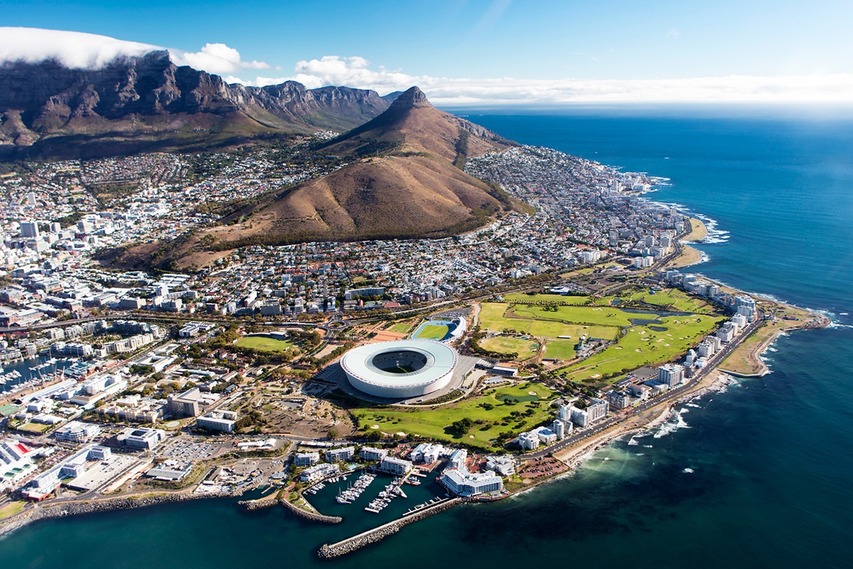 Aerial view of Cape Town in South Africa.