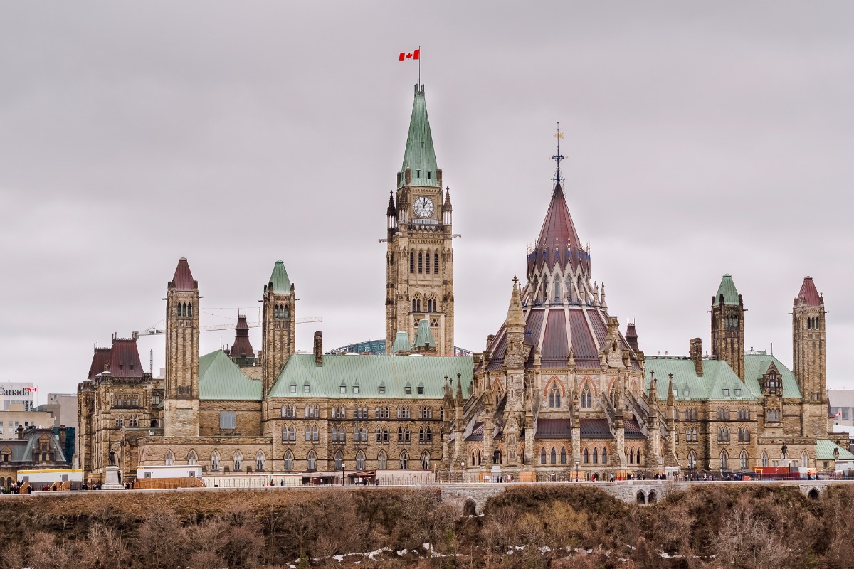 Canada's parliament building covered in snow