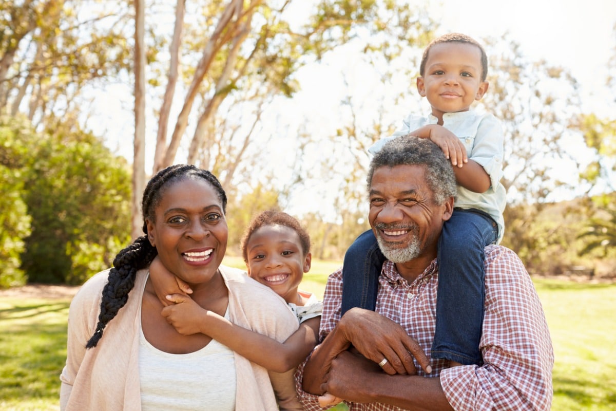 Grandparents and grandkids in the park