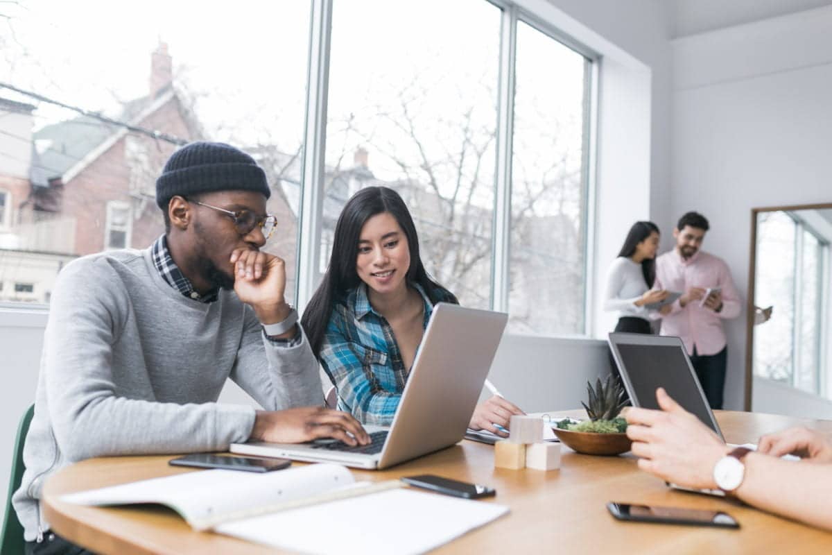 Young Canadians working in an office