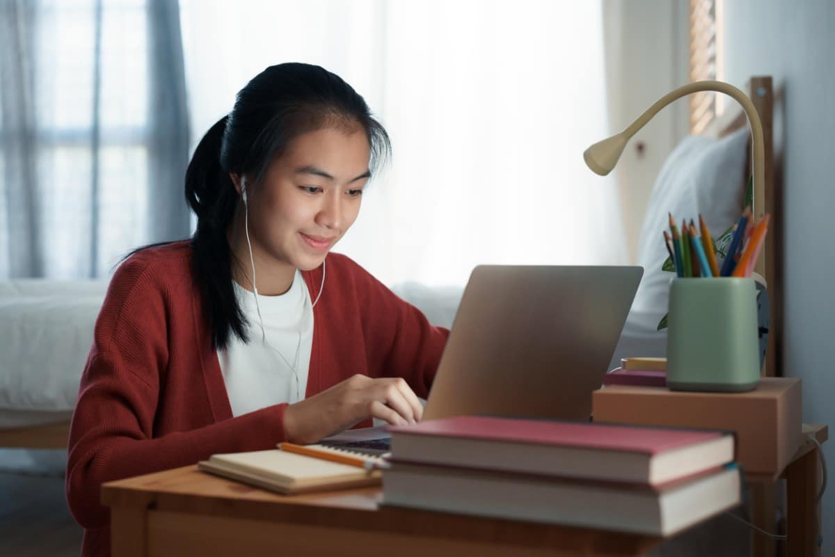 Student taking an online class
