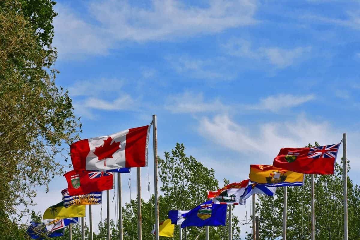 Canadian flag and flags for each Canadian province