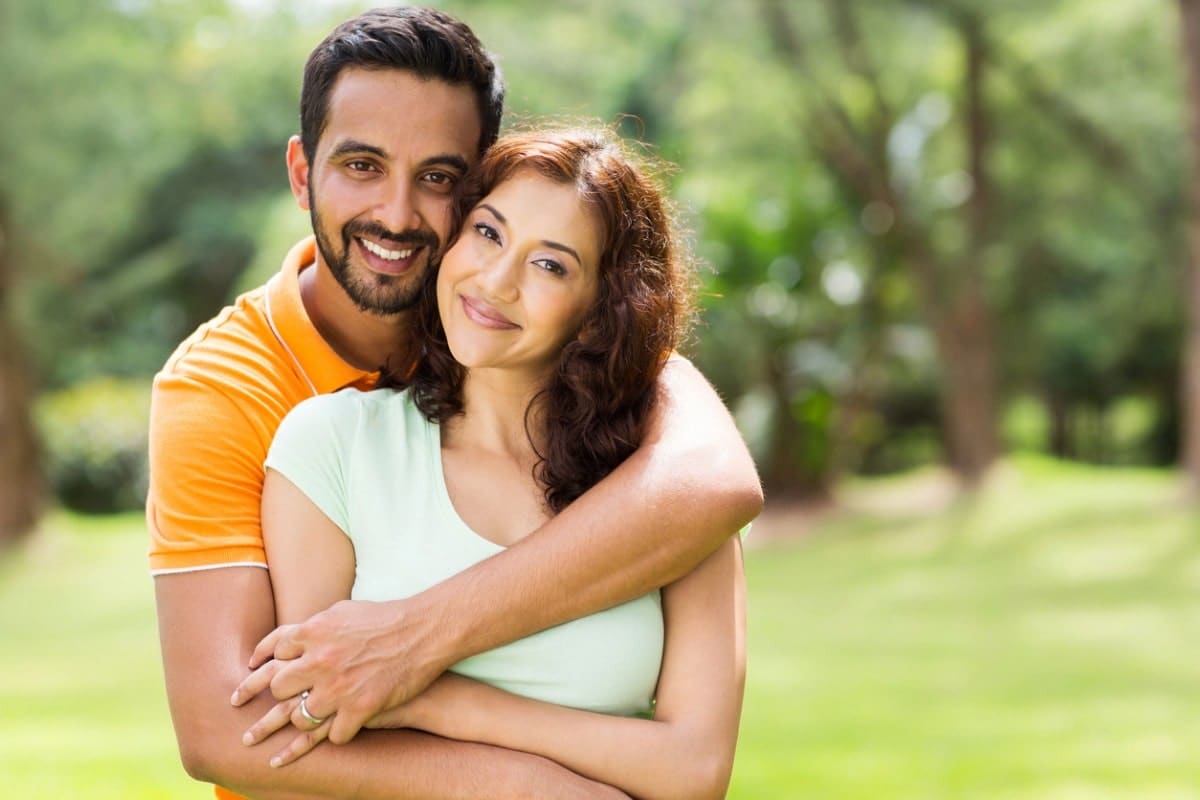 Couple embrace