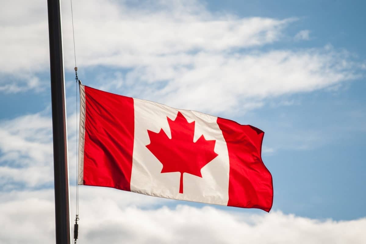 Canadian flag waving