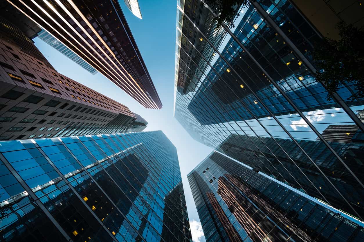 A bottom-up view of the skyline. Canada continues to have close to a million job vacancies in Q3 of 2022.