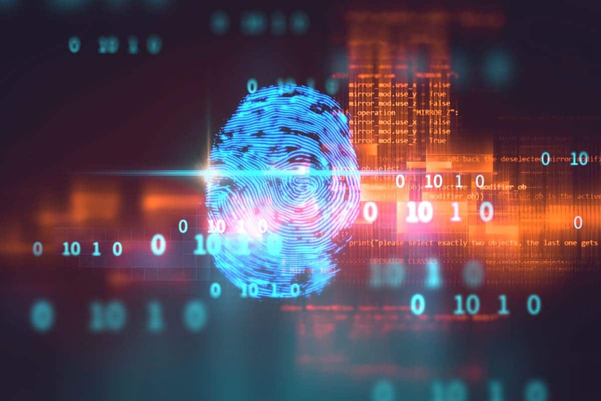 Fingerprint Scanning on blue technology Illustration