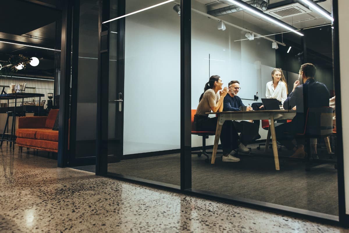 Business colleagues having a meeting in a boardroom