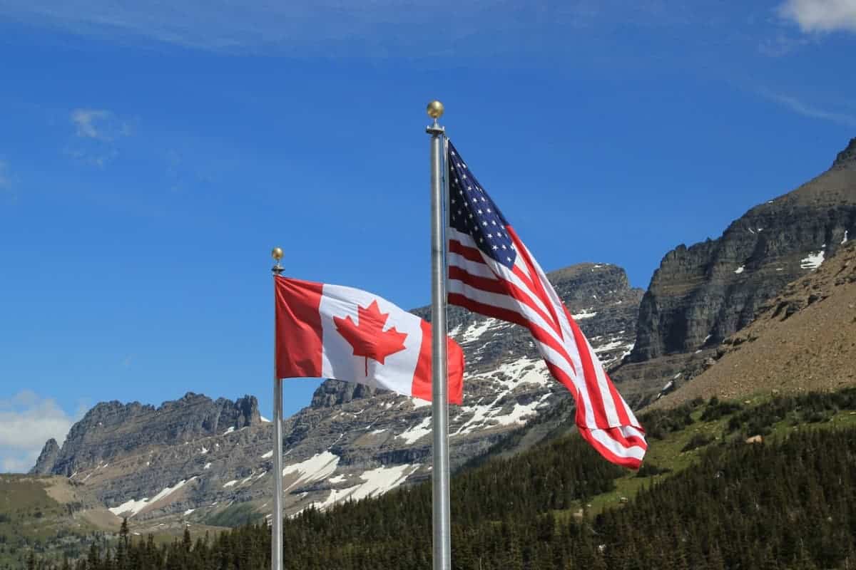 Canadian and American flag
