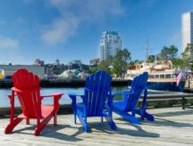 Chairs overlooking Halifax harbour.