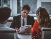 Couple in lawyer office