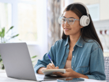 girl looking at laptop