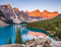 Morraine Lake at Banff at sunrise.