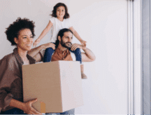 woman moving boxes