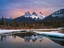 A picture of a majestic mountain in the heart of Alberta