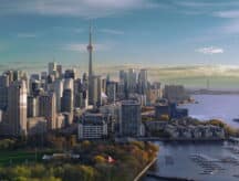A view of the Toronto skyline on a clear summer day