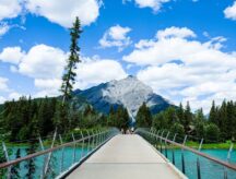 A bridge over a lake in Banff national park, Alberta.