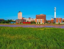 Moncton City and Petitcodiac River Skyline at Hawthorne Park in Riverview, New Brunswick
